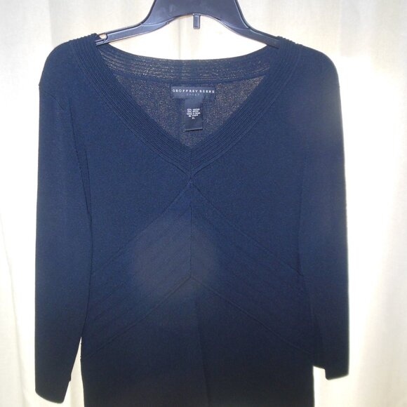 Geoffrey Beene Sport black fine gauge knit dressy v-neck sweater size XL - Picture 2 of 7